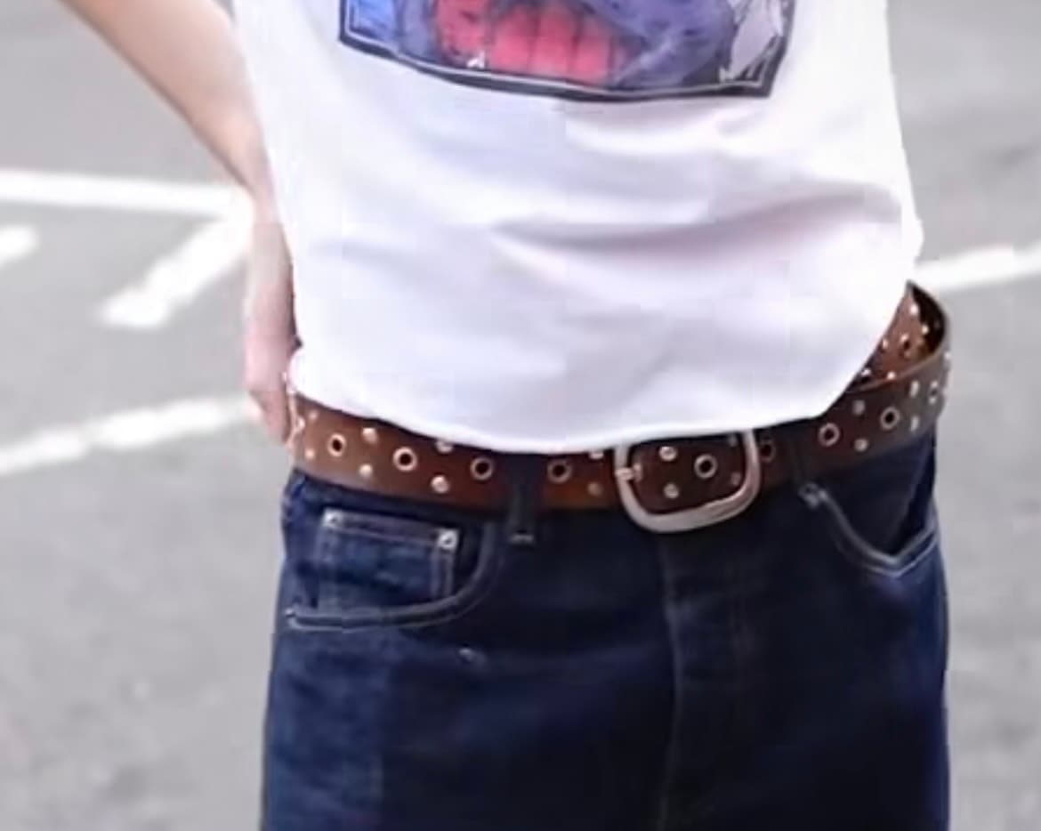 Casual Streetwear with Graphic Tee and Studded Belt